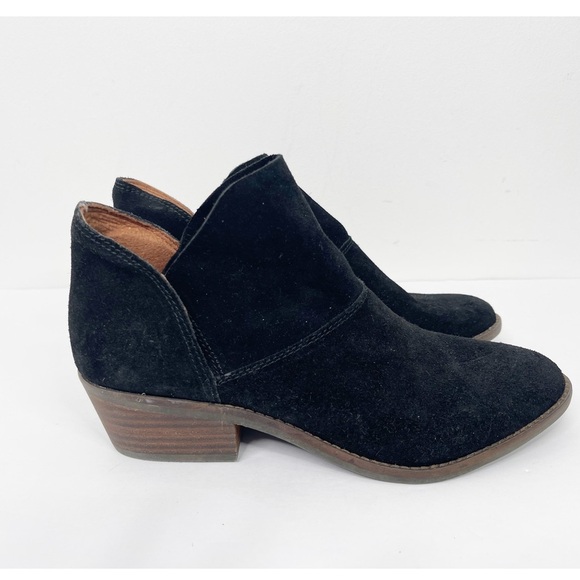 LUCKY BRAND | Black Fahmida Suede Pull On Ankle Boots Booties Sz. 8.5 - Picture 1 of 5